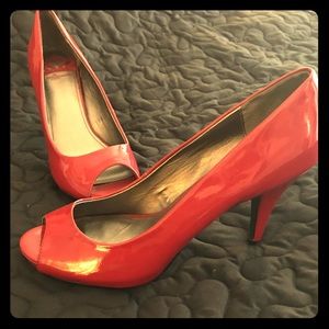 Red Peep Toe Pumps